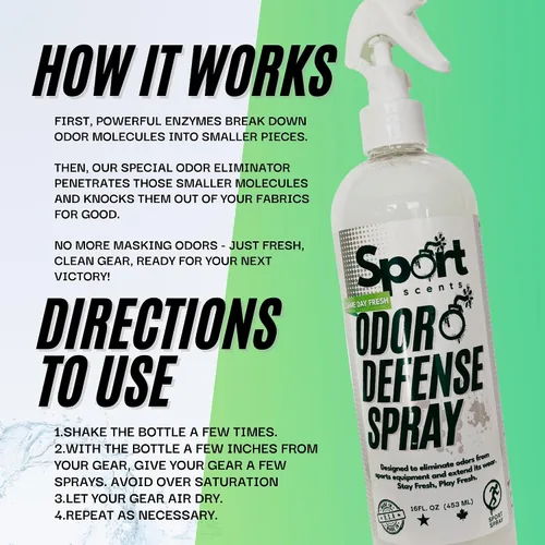 Vista 4 de Sports Scents - Spray de defensa de olores – Eliminador de olores y desodorante de equipo deportivo – Aerosol neutralizador y refrescante