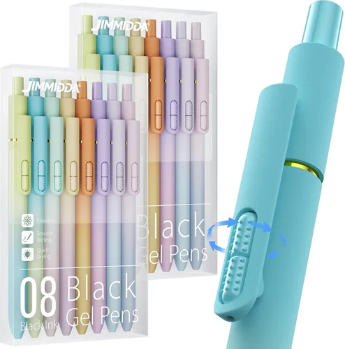 Vista 11 de 16 bolígrafos de gel negros - 0.7mm de punta media, bolígrafos de tinta negra Escritura suave - Bolígrafo retráctil de secado rápido para hombres