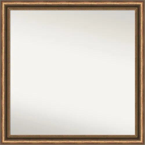 Vista 141 de Amanti Art Espejo de baño de bronce para sobre fregadero, 24 x 24 pulgadas, espejo de tocador cuadrado estrecho de bronce Manhattan, marco de madera