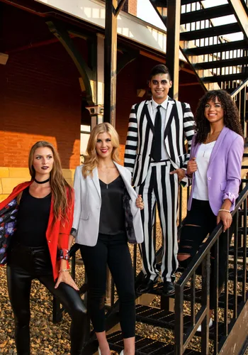 Vista 6 de Blazer para Hombre Beetlejuice a Rayas Multicolor