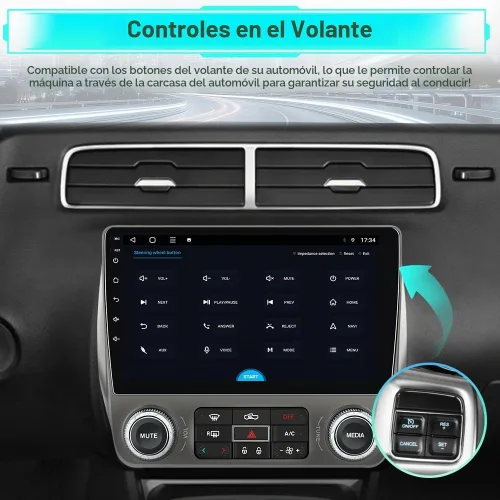 Vista 4 de Radio de coche para Chevrolet Camaro 2010-2015 Android 15 con pantalla táctil de 9 pulgadas 2GB+64GB Carplay, Android Auto, navegación en línea