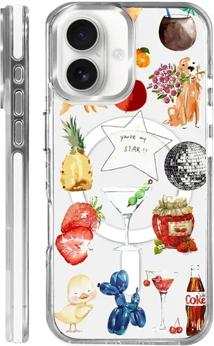 Vista 25 de Funda para iPhone 13 Pro, transparente con bonito patrón de tiburón azul, compatible con Magsafe funda protectora suave para mujeres y niñas (blanco)