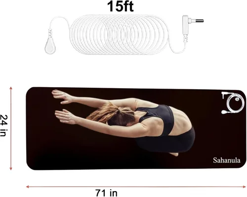 Vista 2 de Alfombrilla de yoga Grounding – Almohadilla de ejercicio de fitness, 71 x 24 pulgadas, almohadilla de tierra antideslizante mejorada con cable de 15
