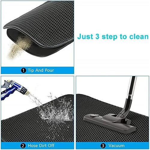 Vista 5 de Tapete de arena para gatos, tapete para atrapar arena de gatito, tapete impermeable de doble capa anti rastreo para gatitos, bandeja de arena
