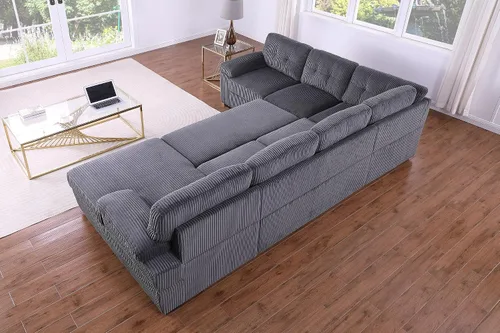 Vista 7 de BEEY Sofá cama modular de 118 pulgadas con cama extraíble, sofá cama convertible en forma de U de 7 plazas de gran tamaño para sala de estar, sofá