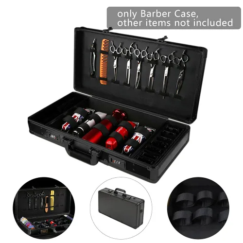 Vista 9 de TFCFL Estuche de peluquero profesional, kit de herramientas de peluquería negra, caja de herramientas portátil para estilista de viajes con Negro MM