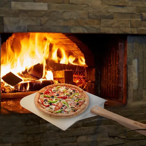 Vista 6 de Onlyfire Pala de pizza de aluminio con mango de madera, 12 x 14 pulgadas, paleta de pizza de metal antiadherente para hornear pasteles de pizza