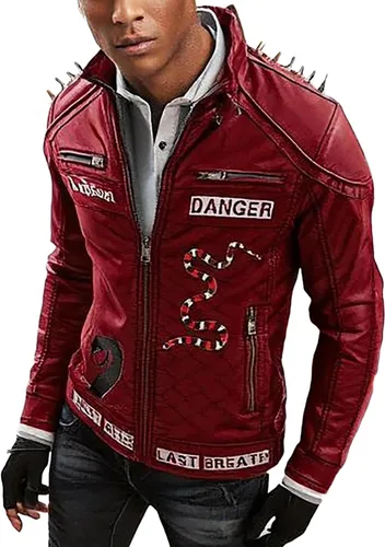 Vista 15 de Lambskin Leather Jacket for Men - Vintage Distressed Brown Biker Coat