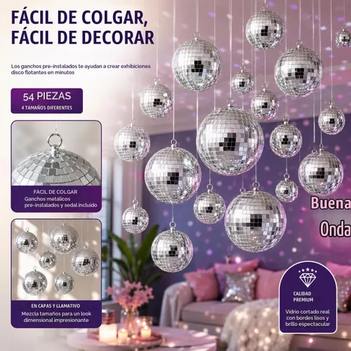 Vista 4 de Youdepot - 54 mini bolas de discoteca plateadas, adornos para colgar for Disco Ball Decor, Mini Disco Balls, Disco Party Decorations, Weddings