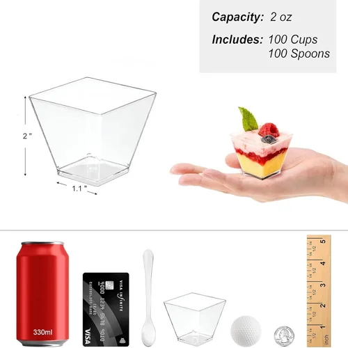 Vista 2 de Zezzxu Tazas de postre de 2 onzas con cucharas, 200 piezas sirven 100