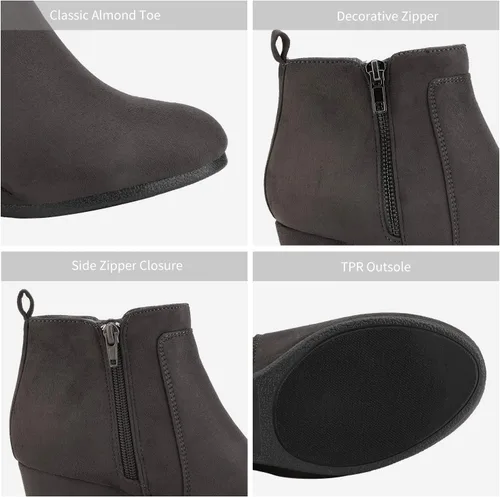 Vista 5 de DREAM PAIRS Botines de cuña baja de gamuza para mujer
