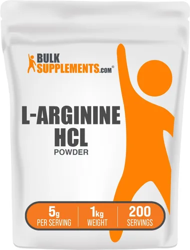 Vista 6 de BulkSupplements.com L-Arginina HCl en polvo - Suplemento de óxido nítrico, polvo de arginina - Sin sabor y sin gluten, 5g por porción, 500g