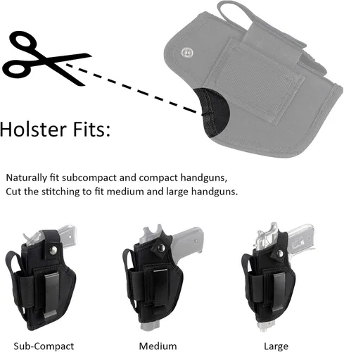 Vista 2 de Funda de transporte oculta IWB OWB con ranura para cargador Clip de metal, mano derecha e izquierda, se adapta a pistolas subcompactas a grandes
