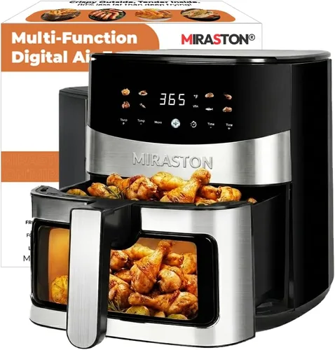 Vista 12 de Freidora de aire digital de 5.8QT con ventana visible, temperatura y temporizador ajustables, fritura al aire, recalentamiento, fácil para alimentos