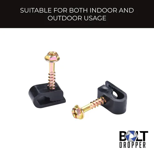 Vista 3 de Bolt Dropper Clips coaxiales para cables - Clip de cable eléctrico para gestión de cables - Clip de tornillo y cierre - Soporte de cable coaxial