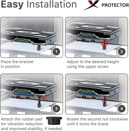 Vista 7 de X-Protector Soporte de GPU – Pequeño soporte de hundimiento de GPU de 1" – 2" – Soporte de GPU premium con almohadilla de goma – Soporte de tarjeta