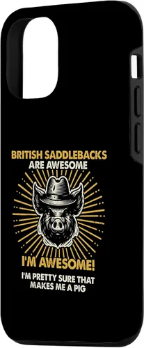 Vista 2 de iPhone 15 Pig Dad Mom Awesome - Farmer Breeder British Saddlebacks Case