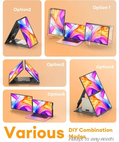 Vista 7 de NGTeco Extensor de pantalla triple para portátil de 16", monitor portátil