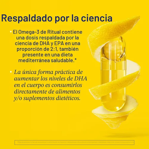 Vista 4 de Ritual Omega 3 - Vegano - Dosis respaldada por la ciencia de ácidos grasos DHA y EPA en proporción 2:1, biodisponible, apoyo para la salud cerebral