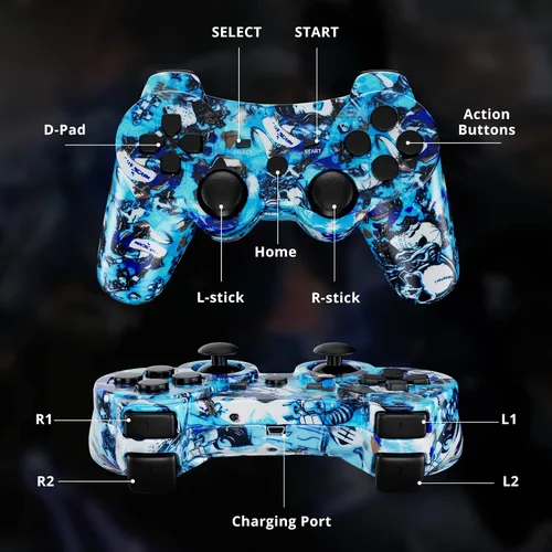 Vista 6 de Boowen Wireless Controller for PS3, Controller for Sony PlayStation 3, 6-Axis High-Performance Motion Sense Dual Vibration Upgraded Gaming