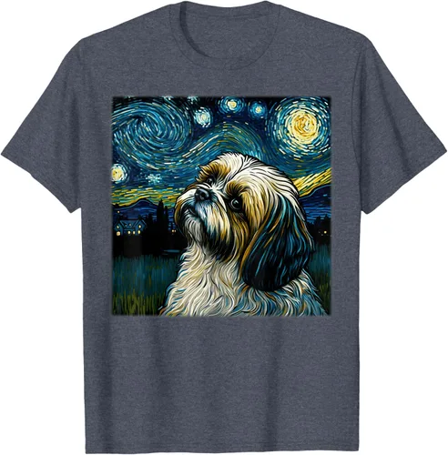 Vista 93 de Camiseta Surrealism Starry Night Shih Tzu Dog