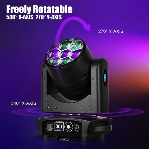 Vista 4 de Betopper 7 luces de DJ de cabeza móvil de 40 W con control de punto de punto, haz RGBW/lavado/zoom/CTO efecto ojo de abeja iluminación de escenario