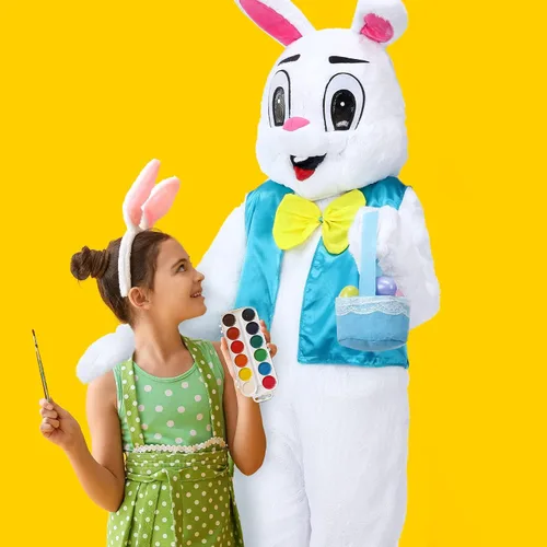 Vista 5 de Disfraz de conejo de Pascua feliz para adultos, disfraz de conejo de Pascua unisex para adultos, mujeres y hombres, unisex, fiesta de Pascua, cosplay