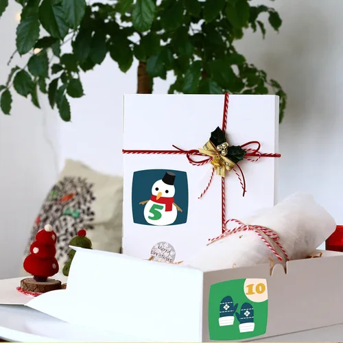 Vista 6 de 8 hojas de calcomanías de calendario de Adviento de Navidad con números de 1 a 24 lindas calcomanías de calendario de Navidad para manualidades