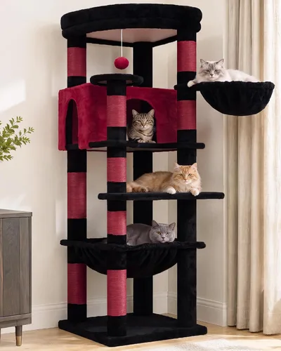 Vista 13 de Heybly Árbol de esquina para gatos de 53.1" para gatos grandes - Juego Beige