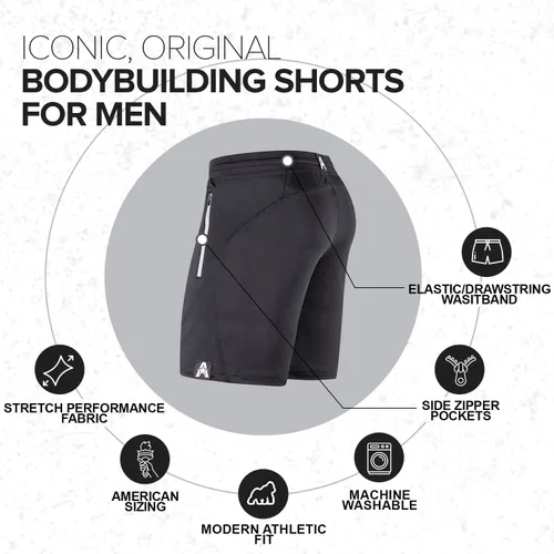 Vista 3 de Anthem Athletics Dominance - Pantalones cortos de gimnasio para hombre, de 5 y 7 pulgadas, con bolsillo con cremallera, para culturismo