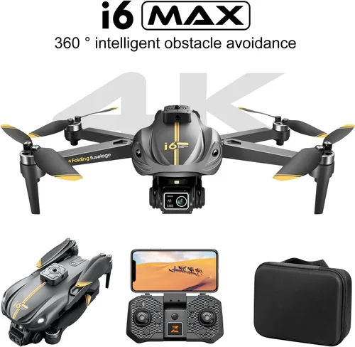 Vista 6 de Dron motor sin escobillas con cámara-4K, dron plegable con evitación de obstáculos, visión nocturna con control de aplicación, vuelo estable
