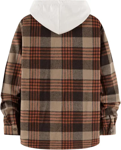 Vista 2 de Floerns Camisas de franela a cuadros para hombre, de manga larga, ajuste regular, con botones