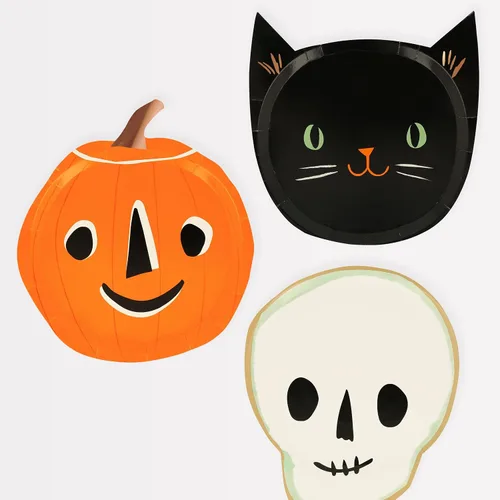 Vista 9 de Meri Meri Platos de papel de Halloween (paquete de 8), platos desechables para fiesta, fiesta de Halloween, niños y adultos, uso en interiores