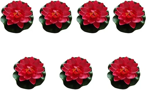 Vista 10 de 7 piezas de 3.9 pulgadas flor de loto artificial flor artificial piscina acuario decoración flor eterna flor artificial (azul)