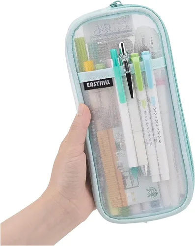 Vista 12 de EASTHILL - Estuche para lápices de malla con cremallera. Transparente para uso como bolsa de maquillaje, de cosméticos o multiusos, para la escuela