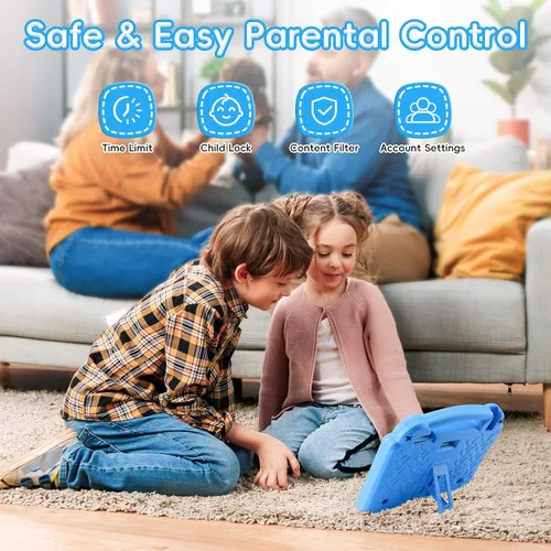 Vista 4 de Tableta para niños, tableta Android 15 de 10 pulgadas, 8 GB de RAM y 64 GB de ROM, CPU Octa-Core, Wi-Fi 6 de doble banda, batería de 5000 mAh Azul