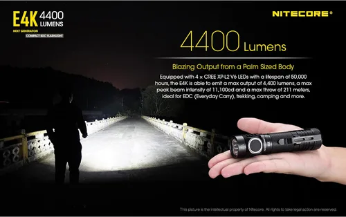 Vista 6 de Nitecore Linterna recargable compacta E4K de 4400 lúmenes EDC con organizador LumenTac