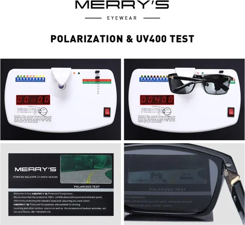 Vista 6 de MERRY'S - Gafas de sol deportivas rectangulares, lentes polarizados con protección UV400, para hombres y mujeres, gafas para ciclismo, conducción