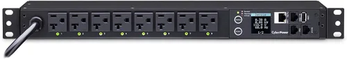 Vista 12 de CyberPower PDU41001 PDU conmutada, 100-120V/15A (reducido a 12A), 8 tomas, montaje en rack 1U