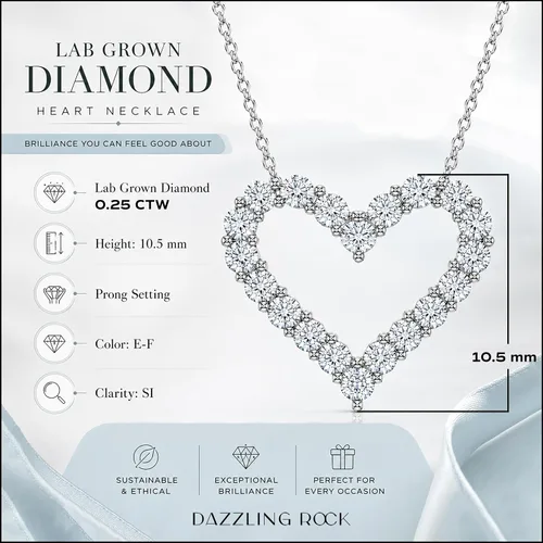 Vista 3 de Dazzlingrock Women's Round Lab Grown White Diamond Heart Pendant Necklace