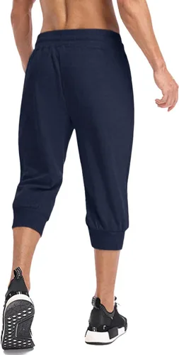 Vista 2 de MAGNIVIT Pantalones capri 34 para hombre, para entrenamiento, gimnasio, debajo de la rodilla, pantalones cortos con cremallera, bolsillos