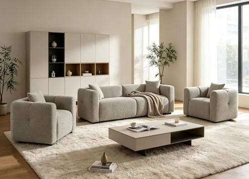Vista 13 de VANOMi Juego de sofá modular seccional extragrande en forma de nube con sofá de 95" y sillones de 42" para sala de estar, juego de muebles tapizados