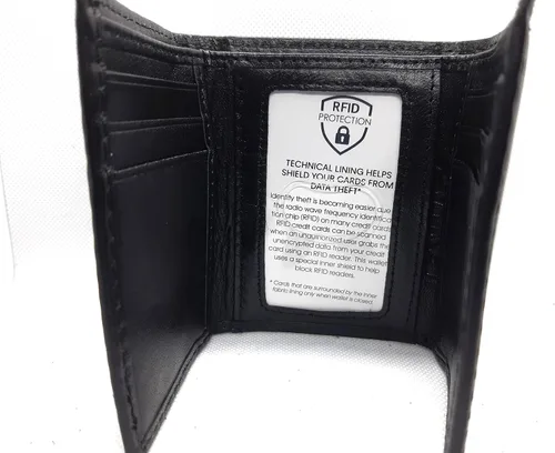 Vista 2 de Calvin Klein Cartera compacta de cuero genuino para hombre con protección RFID, negro, compacta, clásica, Negro, Compacto, Clásico