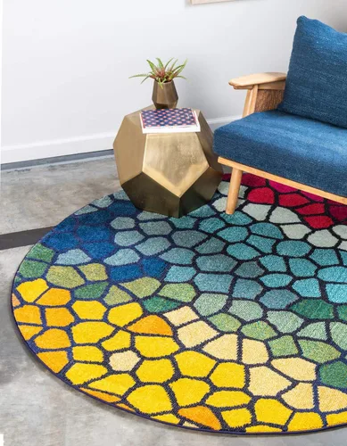 Vista 10 de Unique Loom Estrella Collection - Alfombra geométrica, abstracta, colorida, moderna, mosaico, 9 x 12 pies, multicolor y azul