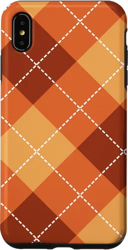Vista 10 de Funda para iPhone 13 Pro, naranja, amarillo y marrón, a cuadros, otoño, calabazas