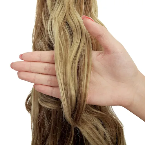 Vista 3 de OMGREAT Extensión de cola de caballo de 18 pulgadas de largo, extensiones de cabello rizado de una pieza con clip en cola de caballo sintéticas