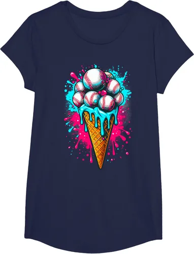 Vista 23 de Camiseta de béisbol de acuarela de helado de béisbol