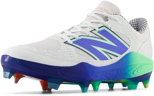 Vista 17 de New Balance Fresh Foam 3000 V7 - Zapatos de béisbol moldeados para hombre, color rojo mercurio/dorado, talla 6.5 M