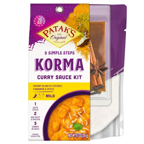 Vista 15 de Kit de salsa de curry en 3 pasos de Patak’s Paquete de variedad (2 Tikka Masala, 1 Butter Chicken) - Kit de comida vegetariana para cocinar