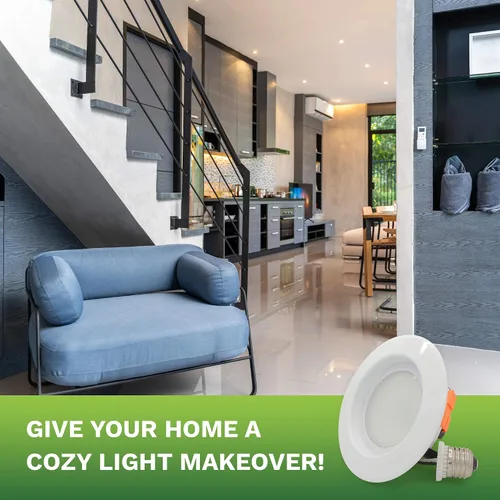 Vista 2 de Bioluz LED Lámpara empotrable LED regulable de 4 pulgadas, 13 W, 90 CRI, lámpara de techo LED de 2700 K, 910 lúmenes, con certificación UL JA8 CEC